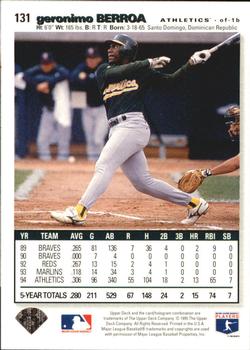 1995 Collector's Choice - Gold Signature #131 Geronimo Berroa Back