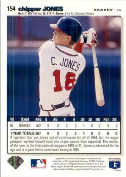 1995 Collector's Choice - Gold Signature #154 Chipper Jones Back