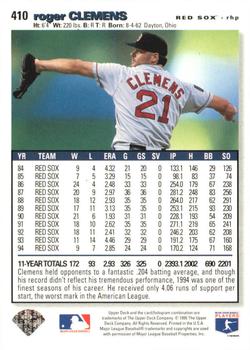 1995 Collector's Choice - Gold Signature #410 Roger Clemens Back