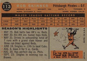 1960 Topps #113 Bob Skinner Back