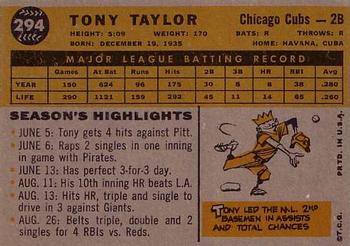 1960 Topps #294 Tony Taylor Back