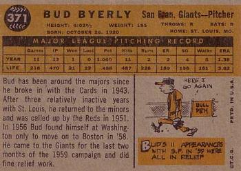 1960 Topps #371 Bud Byerly Back