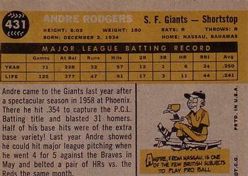 1960 Topps #431 Andre Rodgers Back