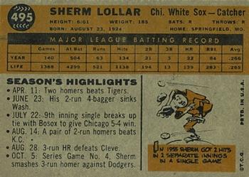 1960 Topps #495 Sherm Lollar Back