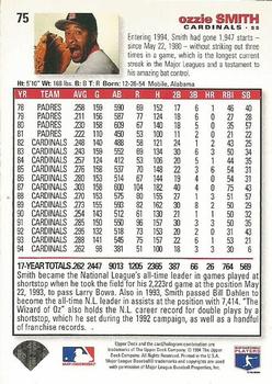 1995 Collector's Choice SE - Gold Signature #75 Ozzie Smith Back