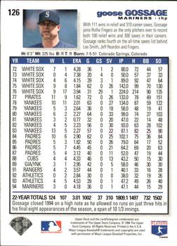 1995 Collector's Choice SE - Gold Signature #126 Goose Gossage Back