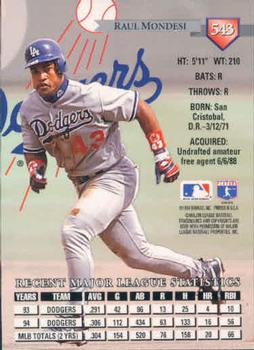 1995 Donruss #543 Raul Mondesi Back