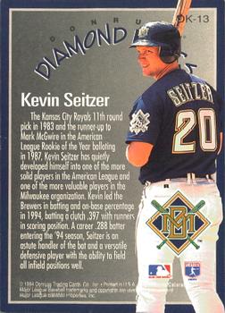 1995 Donruss - Diamond Kings #DK-13 Kevin Seitzer Back