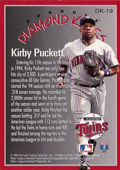 1995 Donruss - Diamond Kings #DK-19 Kirby Puckett Back