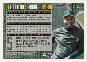 1995 Finest #286 Geronimo Berroa Back