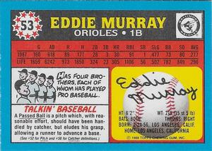 1988 Topps UK Minis - Collector's Edition (Tiffany) #53 Eddie Murray Back