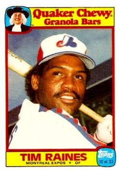 1986 Topps Quaker Granola #10 Tim Raines Front