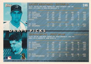 1998 Topps - Inaugural Devil Rays #246 Lance Berkman / Glenn Davis Back