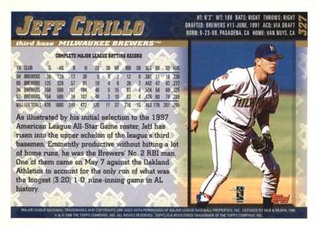 1998 Topps - Inaugural Devil Rays #327 Jeff Cirillo Back