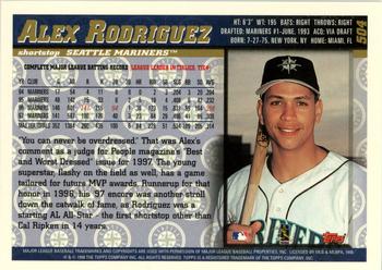 1998 Topps - Inaugural Devil Rays #504 Alex Rodriguez Back