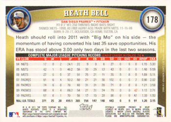 2011 Topps #178 Heath Bell Back