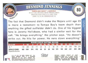 2011 Topps #80 Desmond Jennings Back