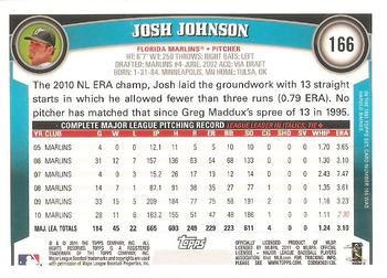 2011 Topps #166 Josh Johnson Back