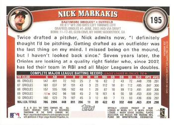 2011 Topps #195 Nick Markakis Back