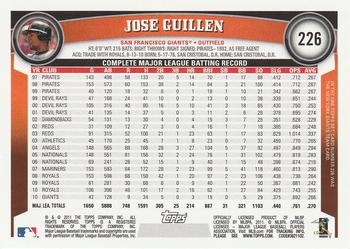 2011 Topps #226 Jose Guillen Back