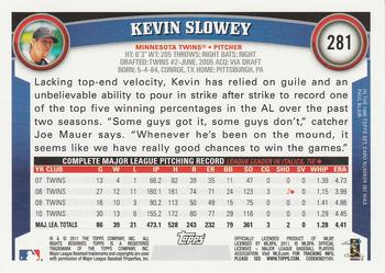 2011 Topps #281 Kevin Slowey Back