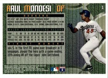 1995 Finest - Refractors #1 Raul Mondesi Back