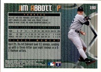 1995 Finest - Refractors #190 Jim Abbott Back