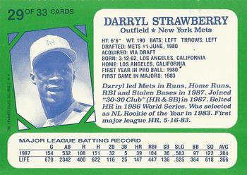 1988 Topps Kay-Bee Superstars of Baseball #29 Darryl Strawberry Back