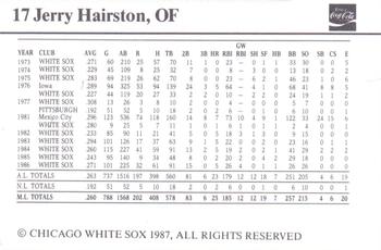 1987 Coca-Cola Chicago White Sox #13 Jerry Hairston Back