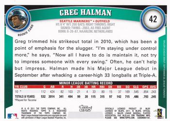 2011 Topps Opening Day #42 Greg Halman Back