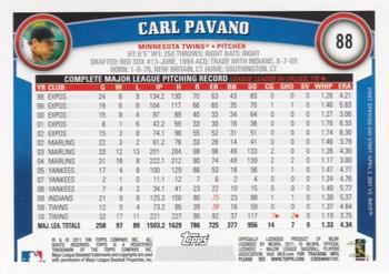 2011 Topps Opening Day #88 Carl Pavano Back