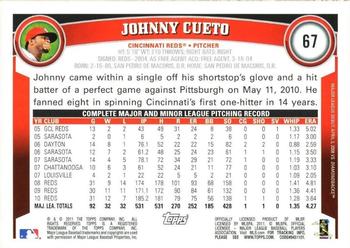 2011 Topps Opening Day #67 Johnny Cueto Back