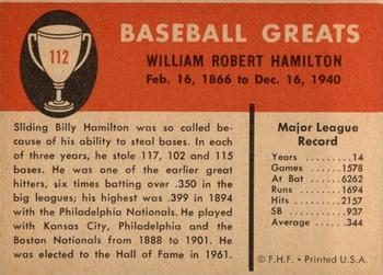 1961 Fleer Baseball Greats (F418-3) #112 Billy Hamilton Back