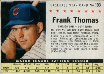 1961 Post Cereal (F278-33) #193 Frank Thomas Front