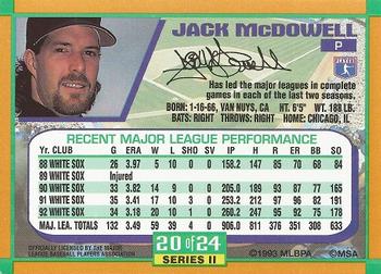 1993 Duracell Power Players II #20 Jack McDowell Back