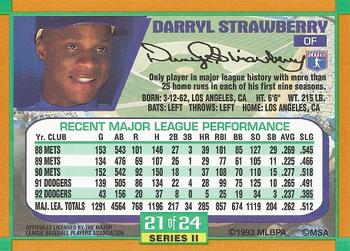 1993 Duracell Power Players II #21 Darryl Strawberry Back