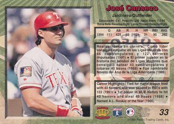 1995 Pacific #33 Jose Canseco Back