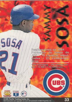 1995 Pacific - Latinos Destacados #33 Sammy Sosa Back