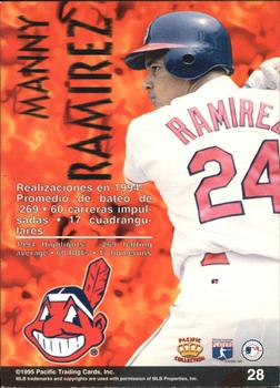 1995 Pacific - Latinos Destacados #28 Manny Ramirez Back