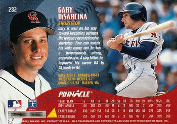 1995 Pinnacle #232 Gary DiSarcina Back