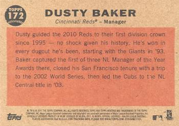 2011 Topps Heritage #172 Dusty Baker Back