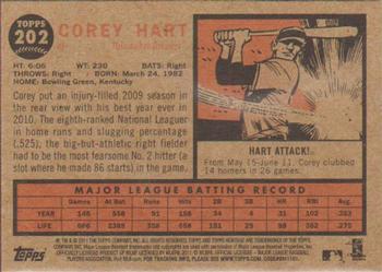 2011 Topps Heritage #202 Corey Hart Back