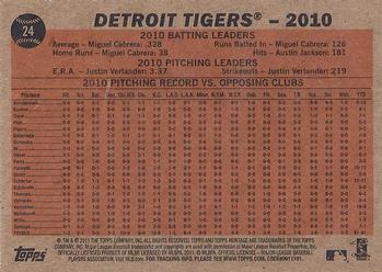 2011 Topps Heritage #24 Detroit Tigers Back