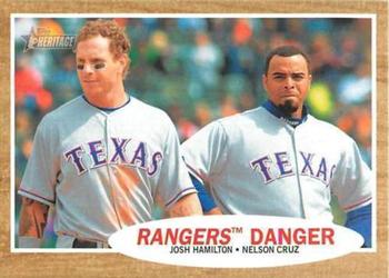 2011 Topps Heritage #263 Rangers Danger (Josh Hamilton / Nelson Cruz) Front