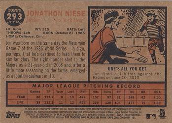 2011 Topps Heritage #293 Jonathon Niese Back