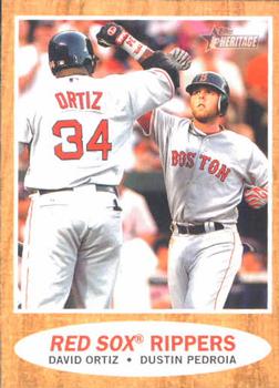 2011 Topps Heritage #306 Red Sox Rippers (David Ortiz / Dustin Pedroia) Front