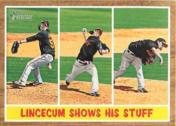 2011 Topps Heritage #319 Lincecum Shows His Stuff Front