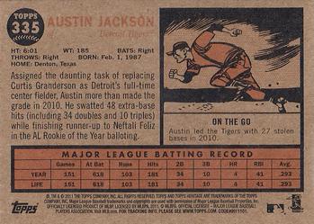 2011 Topps Heritage #335 Austin Jackson Back