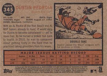 2011 Topps Heritage #345 Dustin Pedroia Back