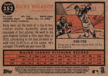 2011 Topps Heritage #352 Ricky Nolasco Back